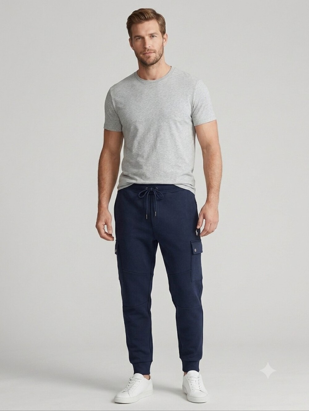 Polo Ralph Lauren Double-Knit Cargo Jogger Pants Aviator Navy Blue Streetwear